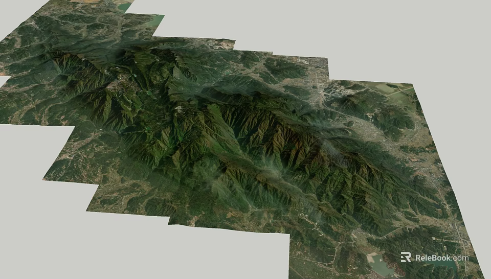 Garden Landscape With 3D Mountain Terrain And Natural Green Vegetation 3d model 