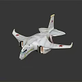 White Model Airplane With Red Stars Streamlined Design And Reflective Surface 3d model