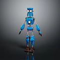 Blue Mechanical Robot Character With Round Eyes And Articulated Metal Limbs