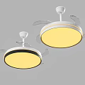 Stylish Contemporary Ceiling Fans With White Base And Yellow Circular Shades