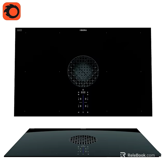 Modern Electric Cooktop With Black Glass Surface Circular Heating Zone And Control Buttons 3d model 