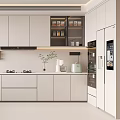 Modern Open Kitchen Interior With White Cabinets Island Counter And Appliances 3d model