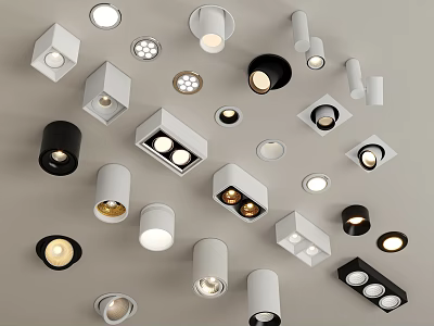 Various Styles of Downlights and Spotlights with Modern Design for Home Ceiling 3d model