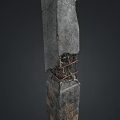 Stone Wood Column Structure With Metal Supports And Textured Surface Design