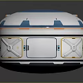 Cartoon Scene Dome Structure With White Blue Yellow Accents Round Top And Windows Design