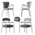 Modern Accent Chairs with Metal Frames Upholstered Seats in Green Black Leather and Checkered Pattern