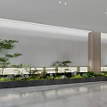 Modern Public Office Space With Open Concept Wooden Elements Green Plants And Marble Flooring