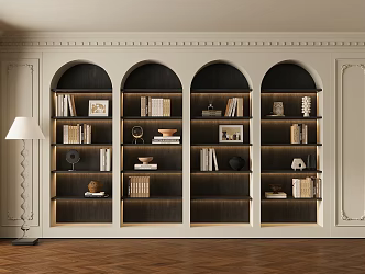 French Full Wall Bookcase 3d model