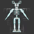Detailed Mechanical Robot Skeleton With Large Eyes And Ear Like Structures