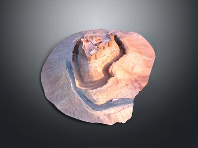 Stone Wood Castle Structure Model With Shell Shaped Design And Natural Elements 3d model