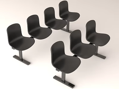 Modern Black Public Chairs With Metal Frame For Public Seating Arrangement 3d model