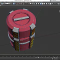 Portable Red Cylindrical Headphone Speaker With Metal Stripes And Indicator Lights
