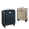 Stylish Dark Blue And Beige Patterned Luggage With Rolling Wheels And Handles 3d model