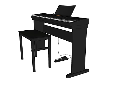 Modern Electric Piano Musical Instrument With Matching Stool And Design Elements 3d model