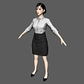 Woman in White Shirt and Black Skirt with Arms Outstretched Standing Pose