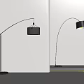 Sleek Arched Floor Lamp With Black Shade And Glowing Light In Modern Interior Space