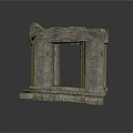Ancient Stone Arch Ruin Structure With Carved Columns And Pedestal Base 3d model