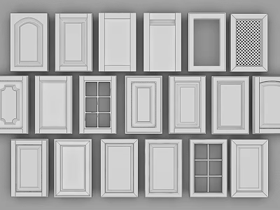 Various Cabinet Door Designs With Different Panel Styles And Grid Patterns 3d model