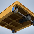 Industrial Orange Flat Cart on Metal Tracks for Heavy Load Transport