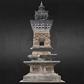 Ancient Stone Pagoda With Multiple Tiers Ornate Base Intricate Carvings And Decorative Spire