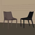 Modern Elegant Brown and Black Leather Dining Chairs With Wall Paneling Design