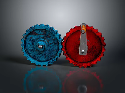 Modern Lighting Combination with Metal Gear Design Blue Red Accents for Contemporary Home Decor 3d model