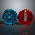 Modern Lighting Combination with Metal Gear Design Blue Red Accents for Contemporary Home Decor