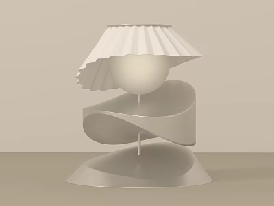 Modern Minimalist Table Lamp With Pleated White Lampshade And Spiral Base 3d model