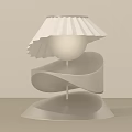 Modern Minimalist Table Lamp With Pleated White Lampshade And Spiral Base