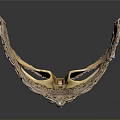 Elegant Golden Decorative Mask With Intricate Carvings And Pearl Embellishments