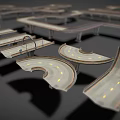 Realistic Road Scene Components With Curved Straight Roads And Lane Markings