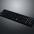 Modern Black Computer Keyboard With White Keys And Green Indicator Lights