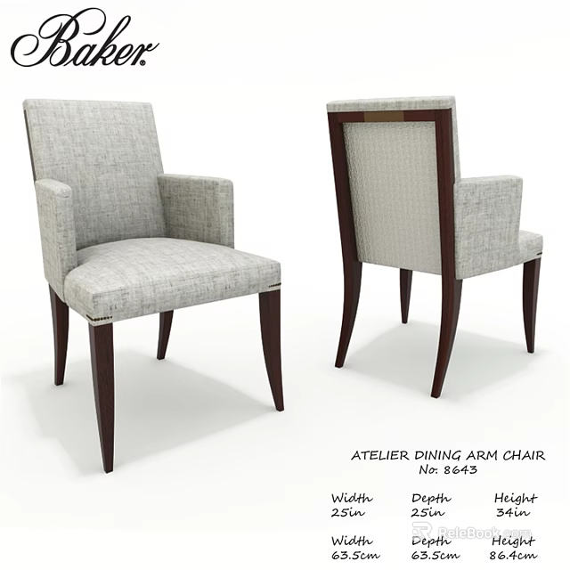 Atelier Dining Arm Chair With Velvet Upholstery Oak Legs And Wool Blend Fabric 3d model 