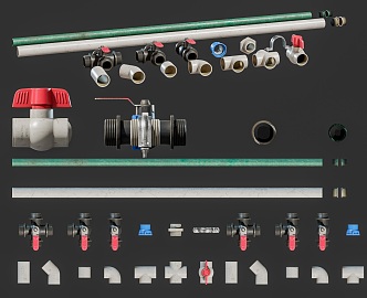 plastic pvc pipe water inlet drain pipe plastic modular pipe valve ramp switch pvc water pipe 3d model