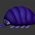Cute Purple 3D Game Movie Character With Shiny Shell Small Eyes And Antennae
