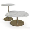 Modern Irregular Shaped Coffee Tables Featuring White And Black Marble Tops With Gold Metal Bases