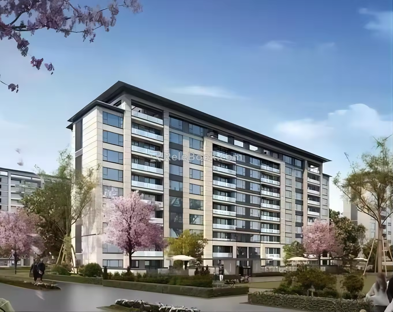modern residential building neoclassical multi-storey residence 3d model