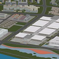 Detailed Aerial Planning of Urban City With River and Building Layout