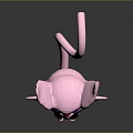 Cute Pink Game Movie Character With Large Ears Long Tail And Purple Eyes