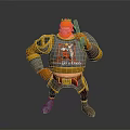 Cartoon Knight Character With Golden Crown Silver Armor Sword And Kingdom Emblem