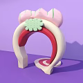 Colorful Event Entrance With Pink Flower Decor Green Grid And Red Spiral On Purple Background