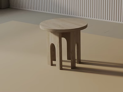 Wooden Side Table With Round Top And Arched Legs For Minimalist Interior 3d model