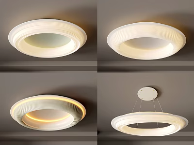 Modern Round Lighting Combination with Ceiling Mounted and Hanging Designs for Contemporary Interior Spaces 3d model