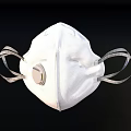 White Protective Respirator Mask With Breathing Valve And Elastic Straps 3d model