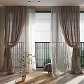 Double Layer Modern Beige Curtains Sheer and Linen for Window Warm Natural Light