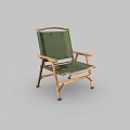 Leisure Chair with Wooden Frame Green Canvas Seat Backrest and Foldable Design