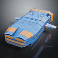 Blue And Orange Cosmic Spacecraft 3D Model With Structural Design Elements 3d model