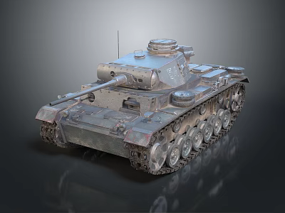 Armored Military Tank Featuring Metallic Tracks Cannon Turret And Vintage Design 3d model