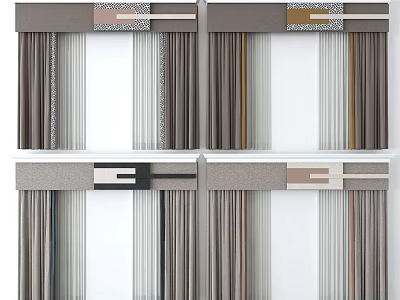 Modern Stylish Curtain Designs With Striped Patterns Neutral Tones And Valances 3d model