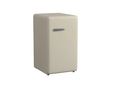 Beige Retro Compact Refrigerator With Classic Handle For Home Kitchen Use 3d model